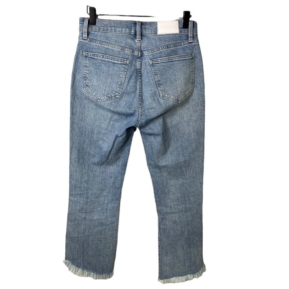 Pistola High Rise Straight Leg Jeans Light Wash Size 27 Raw Hem Ankle Length - Picture 4 of 8